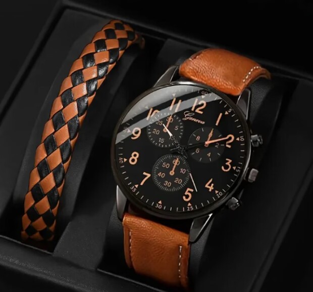 Neu Männer Drei Augen Business Mode Gürtel Quarzuhr Gewebtes Armband_voghion.com