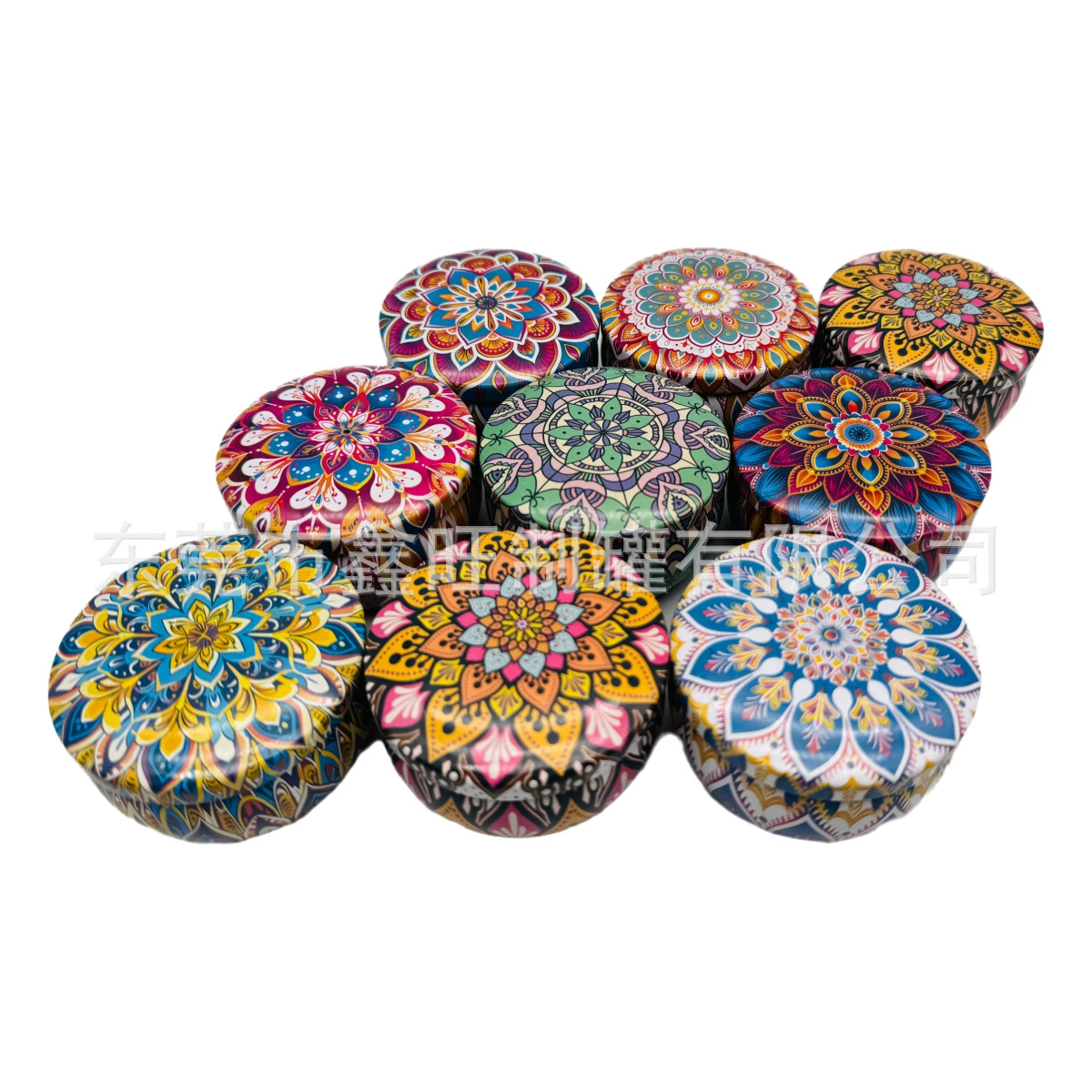 Aromatherapy candle tin, 2 oz, retro ethnic patterned tin, pear scent