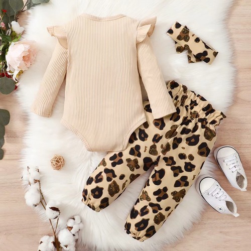 2024 Autumn/Winter New Children's Set Women's Hoodie Set Long Sleeve Alphabet Leopard Print Children's Set