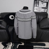 费尔岛绞花圆领毛衣男女秋冬慵懒老钱风高级感百搭加厚打底针织衫，男装针织衫/毛衣，星座614