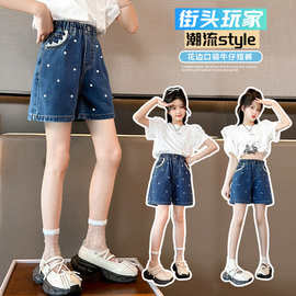 2026夏季新款女童欧美时尚女童夏季薄款时尚潮酷百搭休闲短牛仔裤