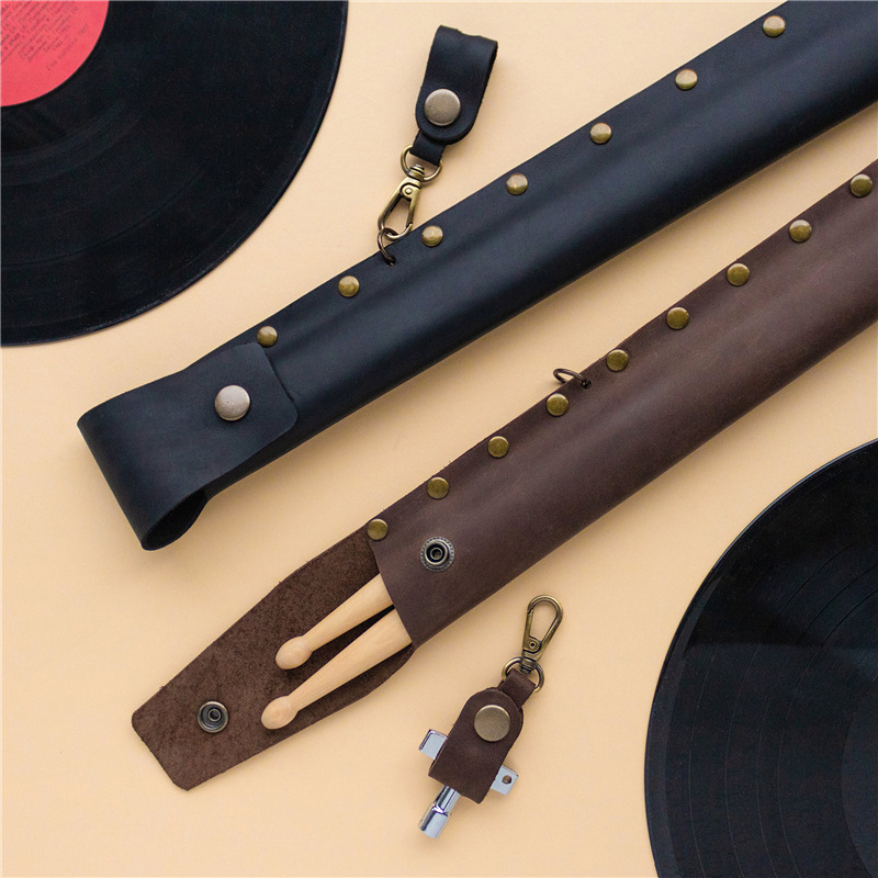 現品DrumStick収納バッグ個ドラムスプレゼントドラムスティックケース革スタンドドラムスティック皮カバードラムスティック袋|undefined