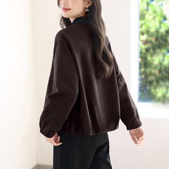 棒球服女外套春季2025新款春秋款短款韩版宽松美式休闲皮夹克上衣
