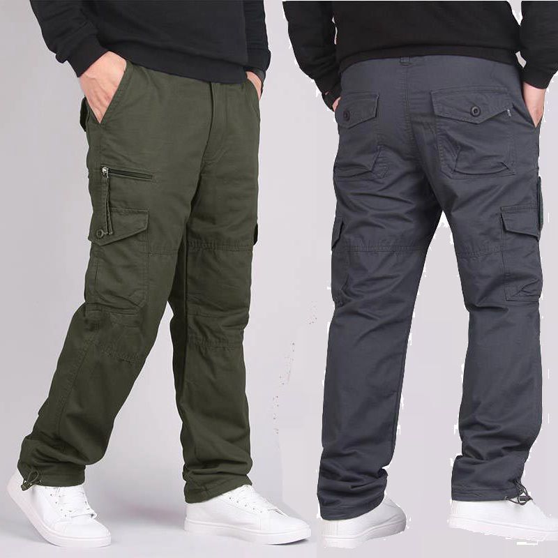 Spring and Autumn New Outdoor Overalls Men's Pure Cotton Straight-Leg Leg Loose Mountaineering Casual Pants Multi-Pocket Army Green Charge Pants