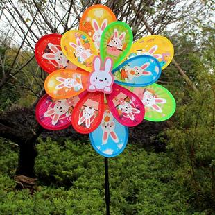 Street Stall Hot Sale Large Double-Layer Plastic Windmill Outdoor Kidsren's Toys Cartoon Pattern Colorful Windmill Decoration Free Shipping