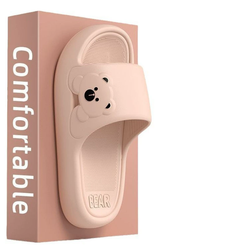 Summer platform slippers, EVA, side-bear detail, sizes 36–45, thin and thick sole options