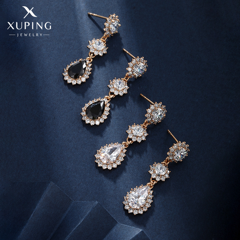 Xupe joyería europea y americana nueva gota de agua pendientes de circón super brillante nupcial boda pendientes mujer romántica boda pendientes