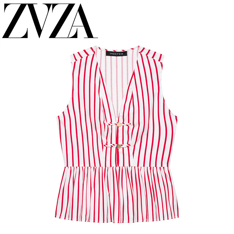 ZAZA hecho en casa estilo europeo al por mayor ropa de mujer de moda temperamento de cordón hebilla a rayas chaqueta 3897120