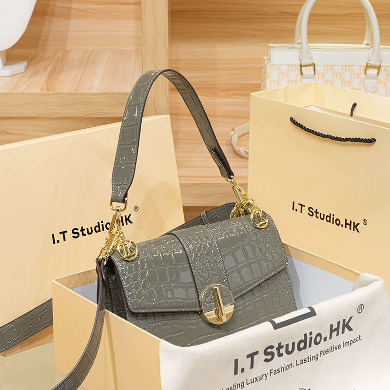Hong Kong Genuine Leather Small Square Handbag For Women 2025 New Summer Luxury Underarm Bag Trendy Shoulder Crossbody Bag - Thumbnail 8