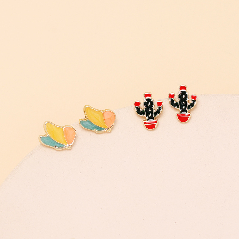 Cute Cartoon Cactus Fruit Earrings Set Wholesale Jewelry Nihaojewelry display picture 4