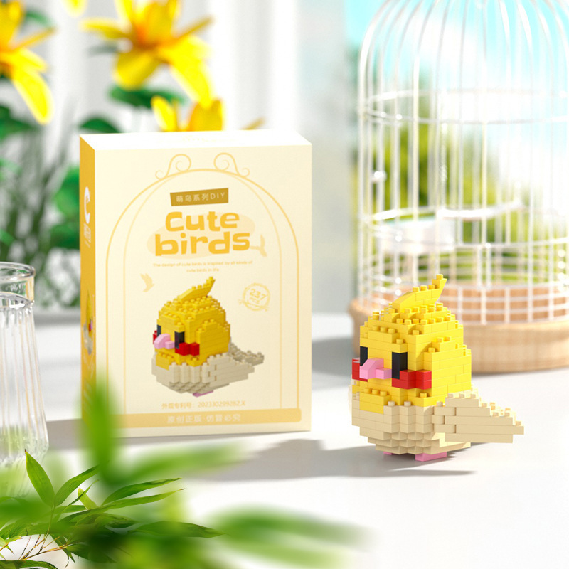 Compatible con Lego loro guacamayo, bloques de construcción, flores, adornos de animales, juguetes para niños hechos a mano, regalos para el día de los niños