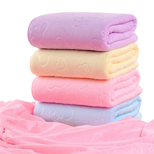 Wholesale Microfiber Embossed Bath Towel Thickened Water Absorbent Quick Drying Beach Towel Foreign Trade Supply Pressed Bear Towel Bath Towel