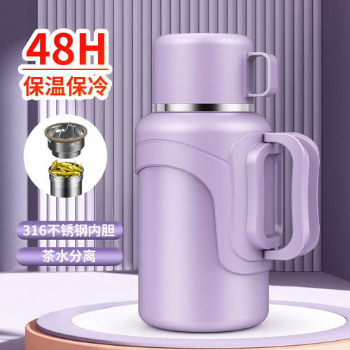 316 Stainless Steel Large Capacity Insulated Kettle for Men Outdoor Sports Portable Car Hot Water Kettle Tea Travel Kettle 