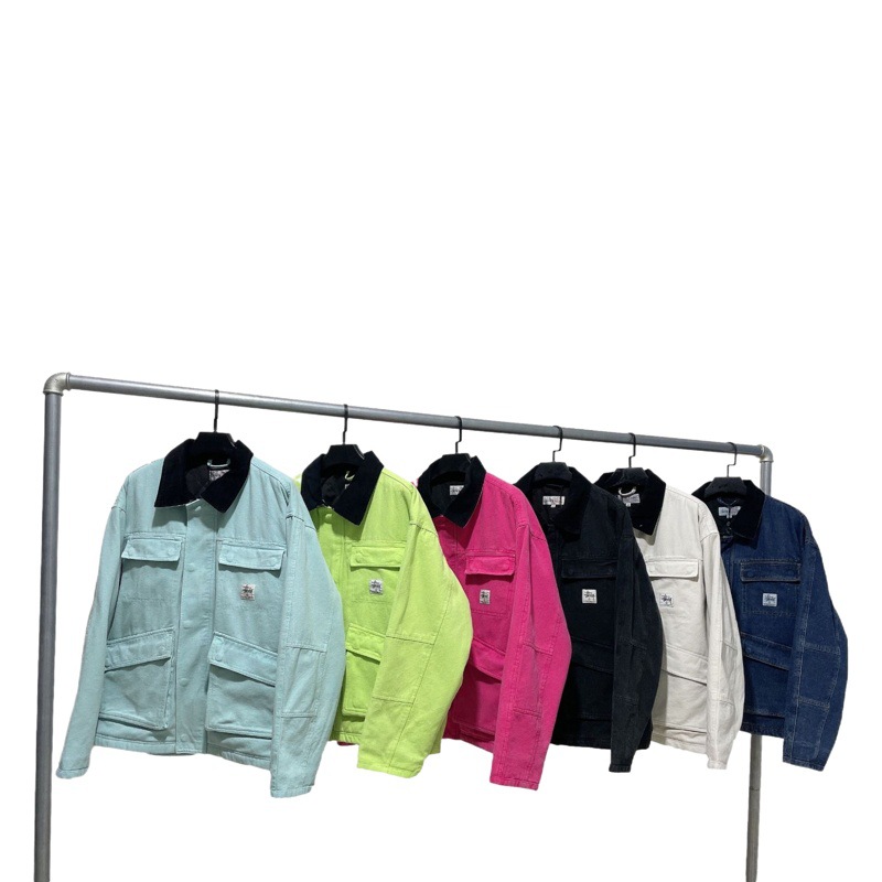 De alta calidad stu Washed Canvas vintage lavada chaqueta de solapa cremallera chaqueta suelta pareja