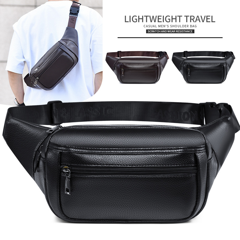 New Style Men's Crossbody Bag, Trendy and Fashionable, Large Capacity, Cycling and Mountaineering Chest Bag, Multi-Functional Cashier Phone Waist Bag