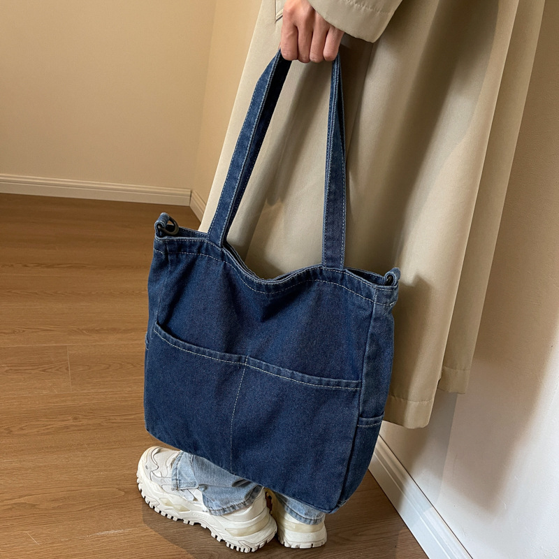 Bolso bandolera de lona de mezclilla Bolso bandolera de mujer Bolso de compras de gran capacidad Bolso Tote Bolso de ocio japonés y coreano al por mayor