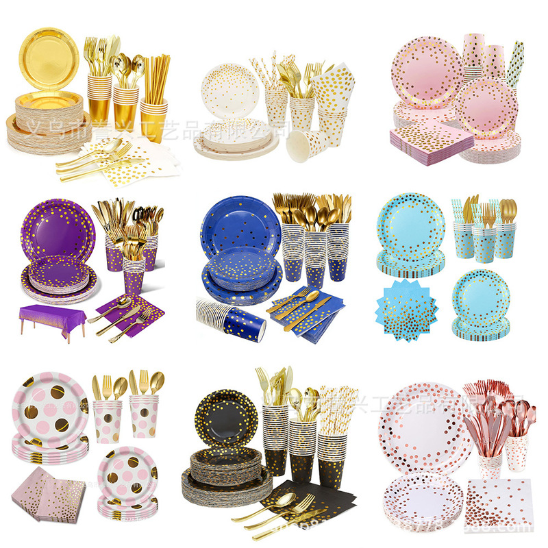 In-Stock Gold Foil Party Tableware Birthday Wedding Party Decorations Disposable Paper Cups Paper Plates Paper Napkins Party Decorations In-Stock Gold Foil Party Tableware Birthday Wedding Party Decorations Disposable Paper Cups Paper Plates Paper Napkins Party Decorations