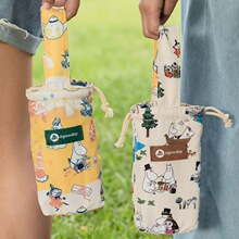 日系卡通印花Moomin手提抽绳杯套可爱手提包随身包姆明亚美双面袋
