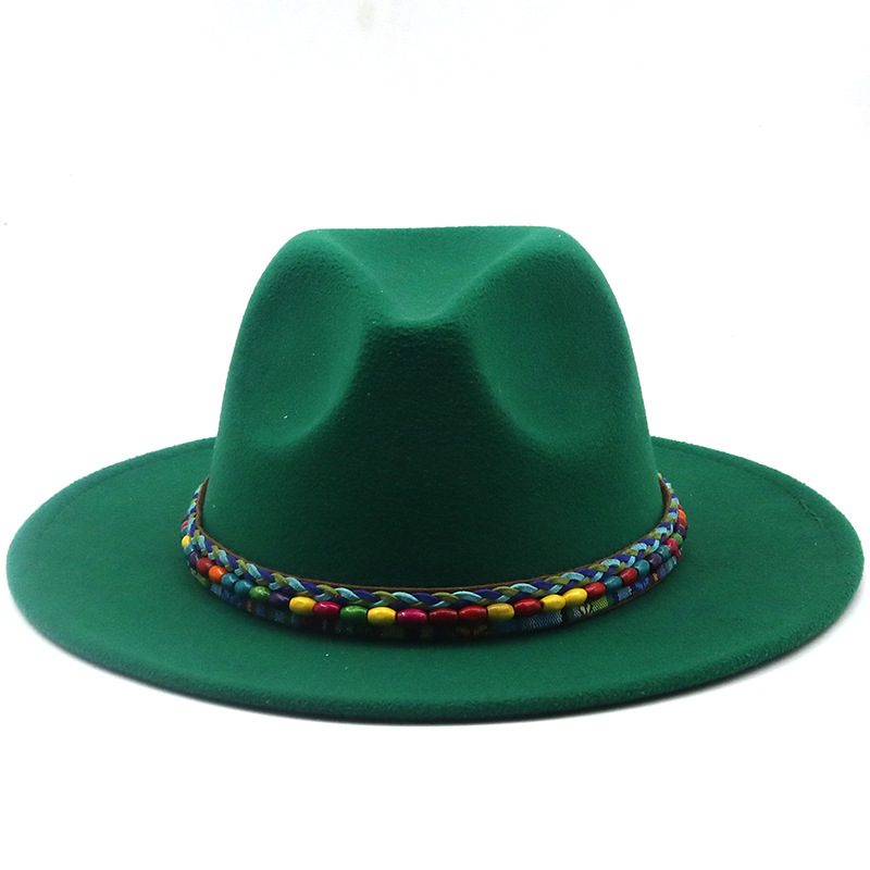 Retro Flat Big Brimmed Woolen Jazz Top Hat Wholesale Nihaojewelry display picture 7