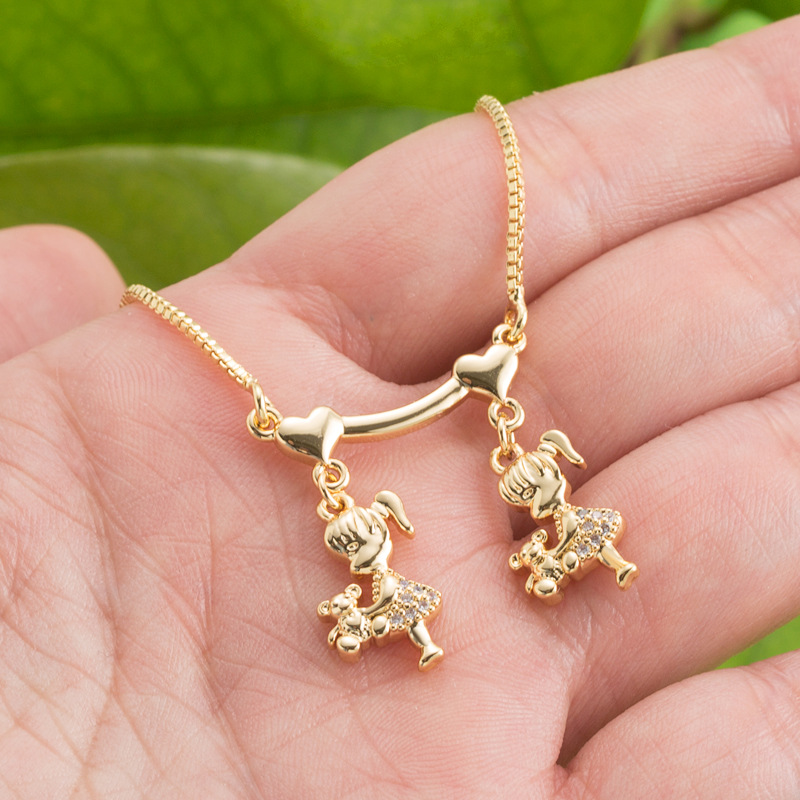 Motheru0027s Day Gift Necklace Fashion Smiley Copper Zircon Clavicle Chain