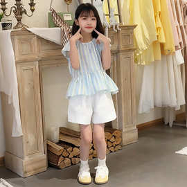 女童套装夏季2025新款儿童洋气短袖上衣夏装小女孩休闲短裤两件套