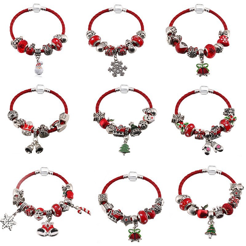 New European charm bracelet red leather rope Christmas bracelet wholesale diy Santa Claus pendant bracelet batch New European charm bracelet red leather rope Christmas bracelet wholesale diy Santa Claus pendant bracelet batch