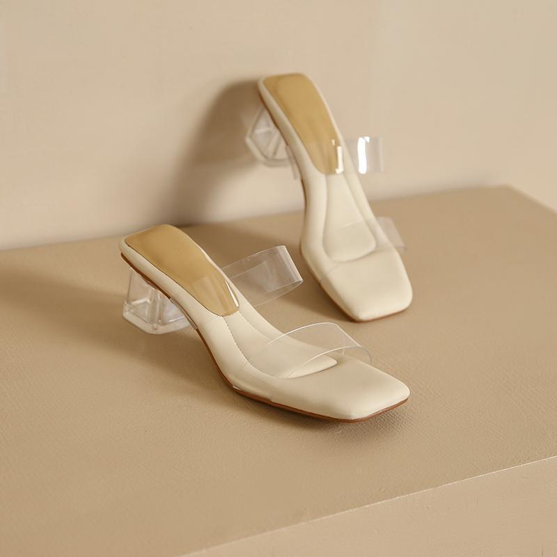 Height Increasing Slimming Chunky Transparent Crystal High Heel Sandals For Women Summer Versatile Outdoor Comfortable_vogvips.com