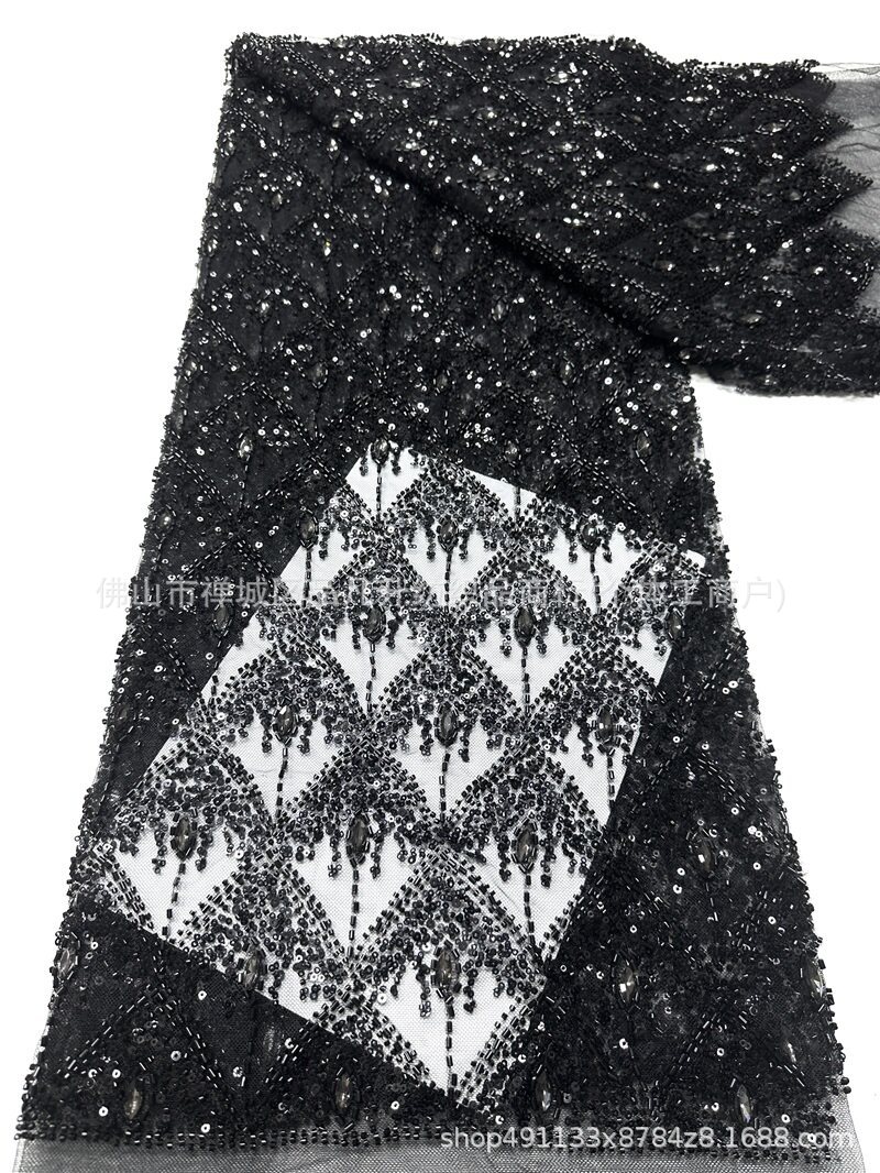 Fabricante nuevo vestido de boda de diamante tela de brindis contraposición manual de diamante en caliente tela de encaje bordada