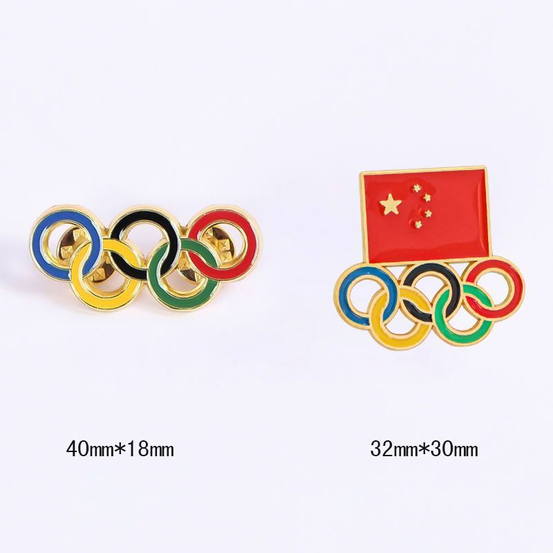 Five-Ring Brooch National Flag Five-Ring Metal Badge Sports Olympic Sportswear Commemorative Pin