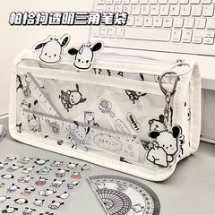 新品パチャ透明ペンケースins高颜値三角立体多层大容量収纳学生収纳袋