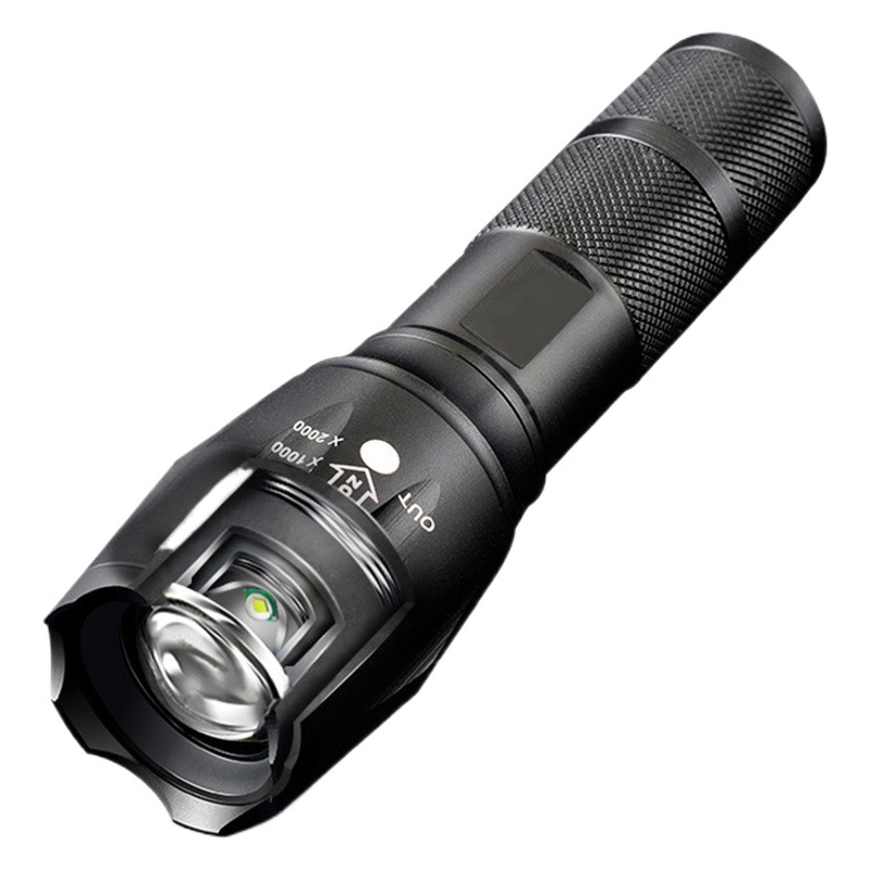 Cross-border T6 zoom telescópico fuerte luz de aleación de aluminio linterna impermeable al aire libre noche corriendo a caballo patrulla reflector al por mayor