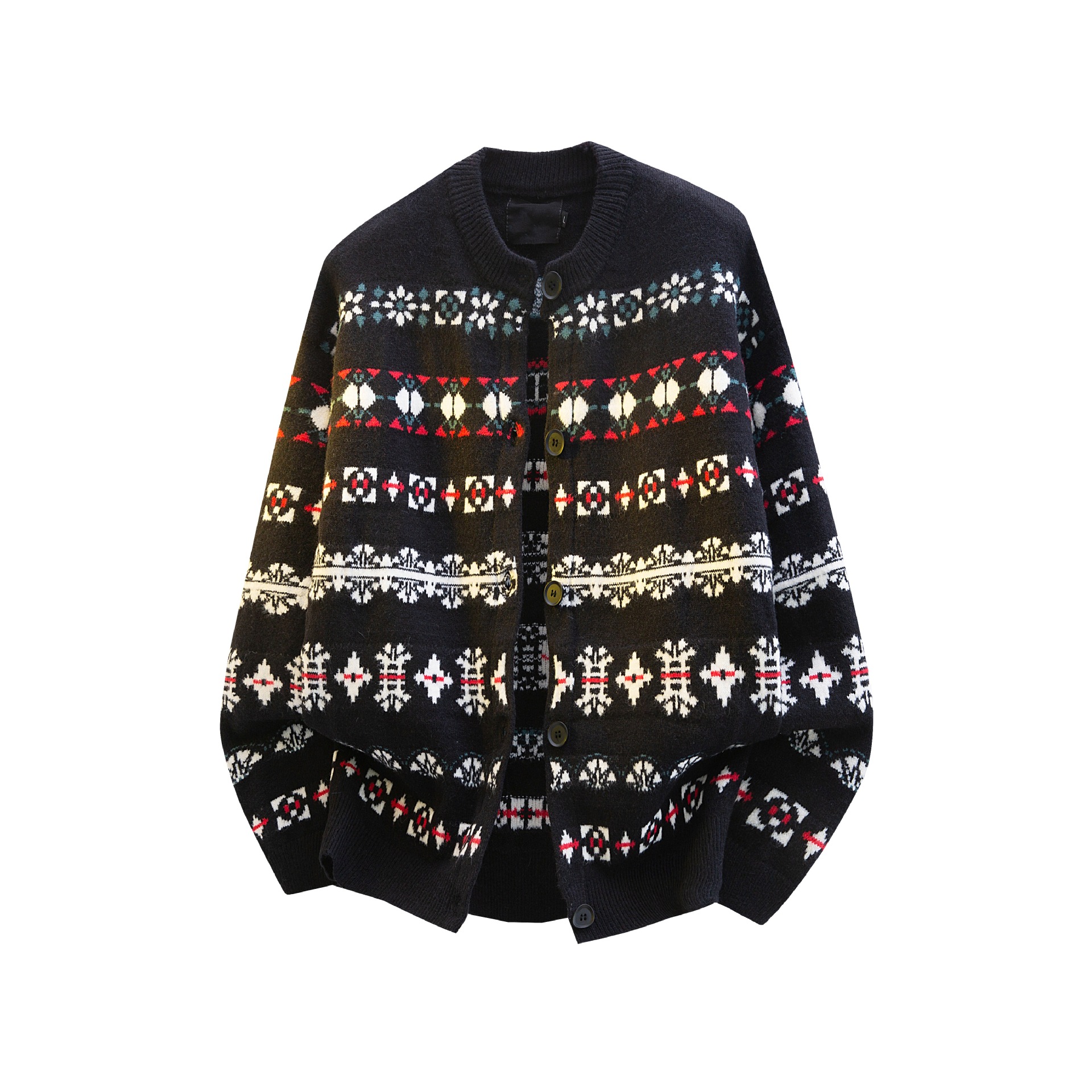 American retro jacquard suéter de Navidad Cardigan hombres y mujeres otoño invierno botones casuales camisetas de punto chaqueta de tendencia esponjosa