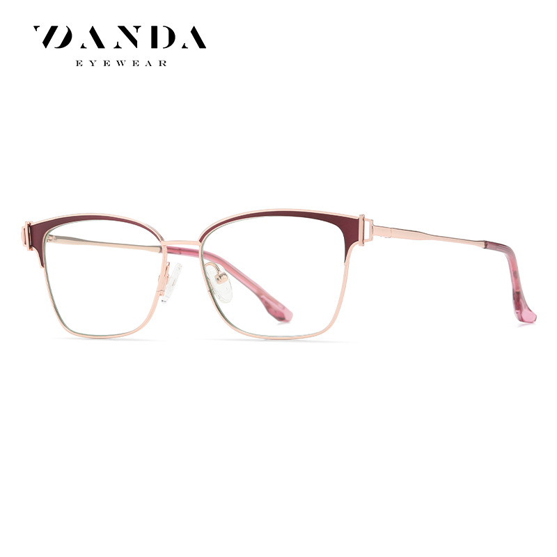 JS8612 bicolor elástico trabajo pierna anti-azul gafas de luz 2023 Nueva miopía marco de las mujeres de moda personalizada gafas lisas