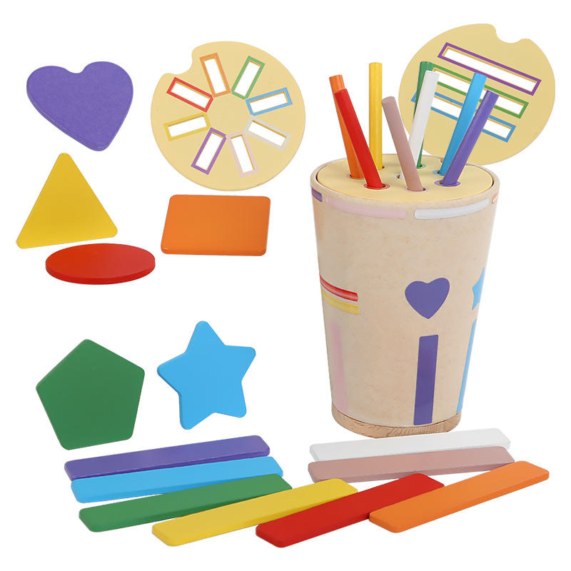 Taza de clasificación de formas de madera Montessori Educación temprana para niños Pensamiento Cognición de color Juguetes educativos de emparejamiento