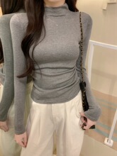 890#实拍 人棉随心裁 2025秋装长袖T恤女高领短款打底衫