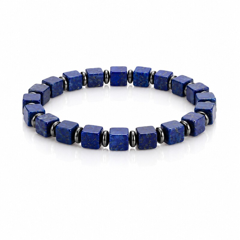 Cross-border Xiyin hot-selling teum casual style square lapis lazuli bead memory bracelet handmade jewelry wholesale
