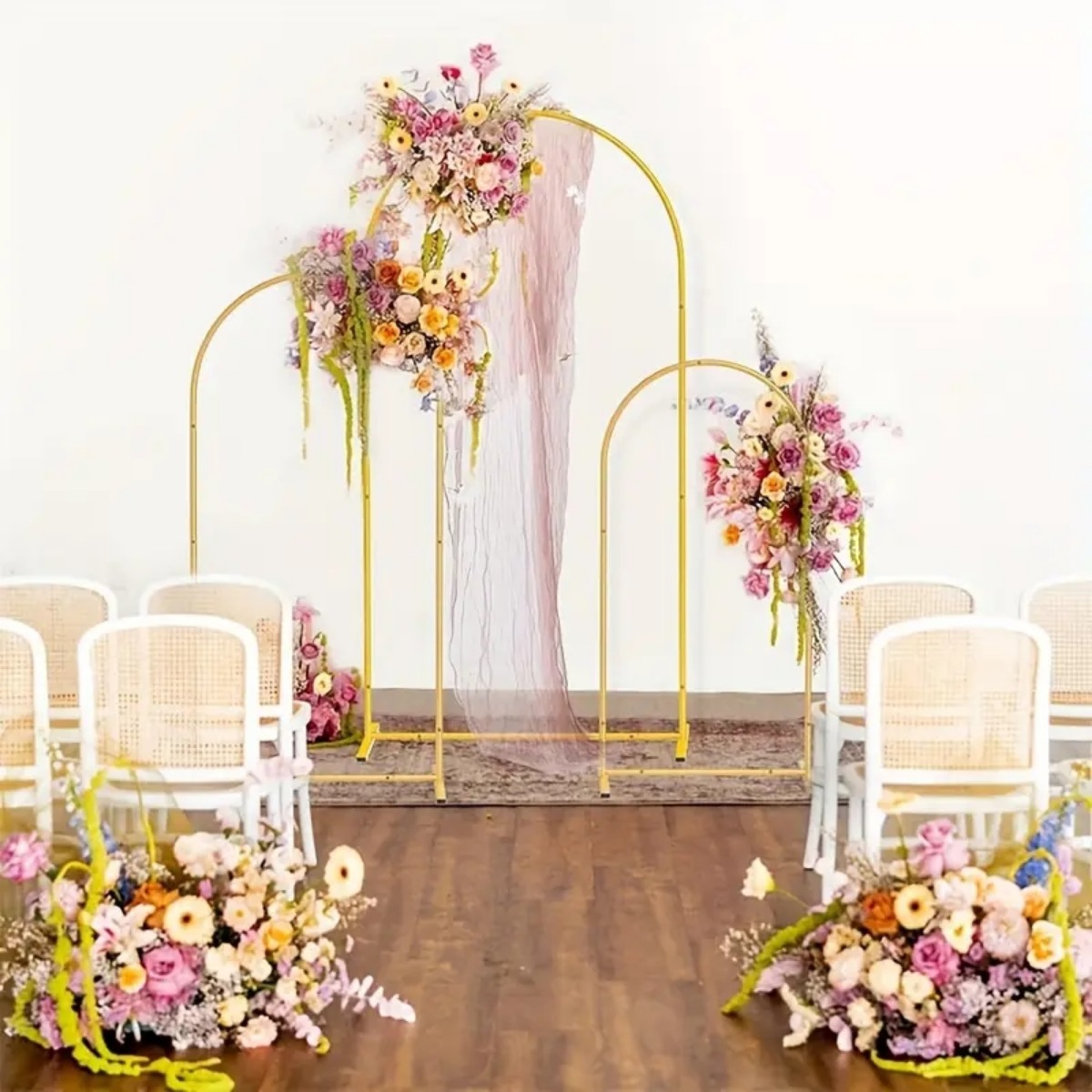 Arco de boda, arco de globos, kit de arco de metal multifuncional, arco de globos en forma de anillo, decoración para fiestas y eventos