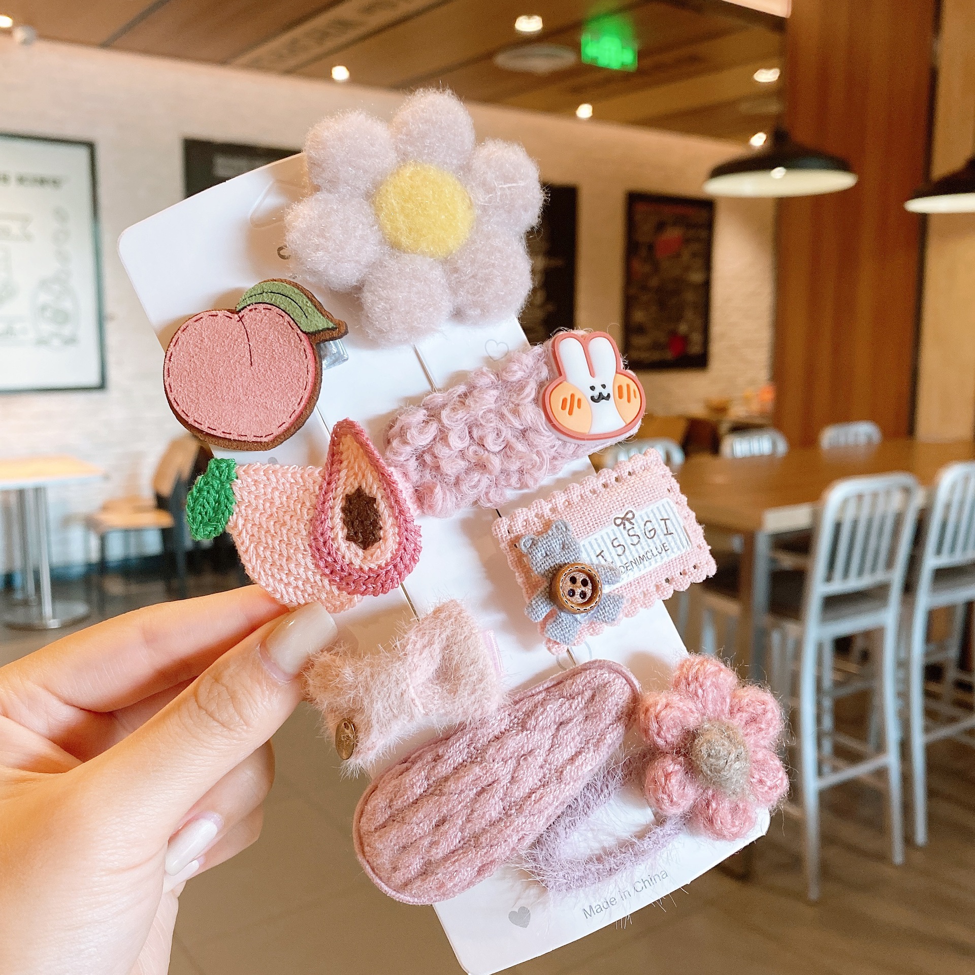 핑크 복숭아 8 피스 세트