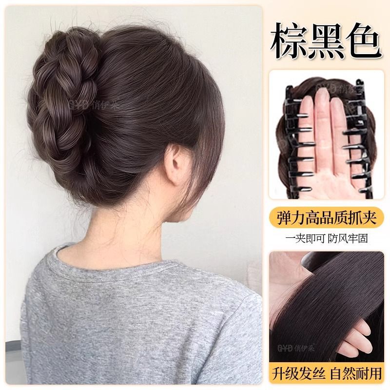 Perucas de cola de caballo agarrando clip de pelo de bola de torsión cabeza pelucón de pelo precioso brotes de flores de oro cabello esponjoso detrás de la cabeza pelucón