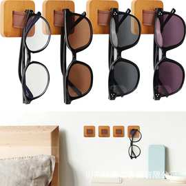 跨境木制太阳镜收纳架家居墙壁墨镜陈列架免安装木制眼睛整理贴