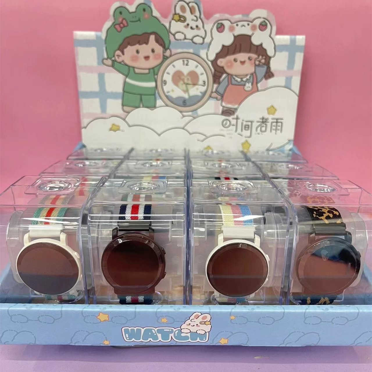 Tiempo hervido lluvia serie en caja reloj electrónico estudiantes masculinos y femeninos Alarma de tiempo deportivo multifunción reloj campus periférico