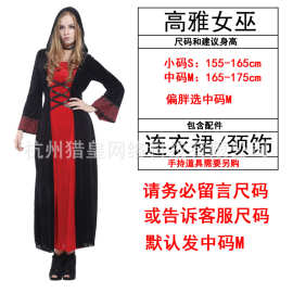 万圣节成人女巫成人吸血幽灵蝙蝠恶魔年会聚会服W-0032歌德女长袍