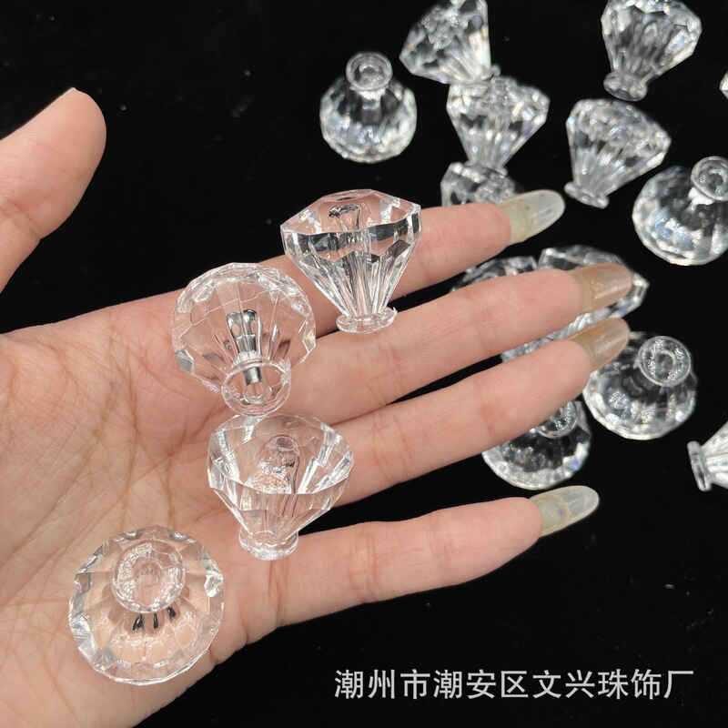 Transparent acrylic mounting bead handle diamond cabinet hanger wrought iron drawer craft accessories decorations wholesale
