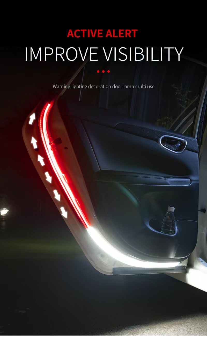 Cross-border explosions 12v car door running water scanning led light bar magic red white light anti-collision warning light flash