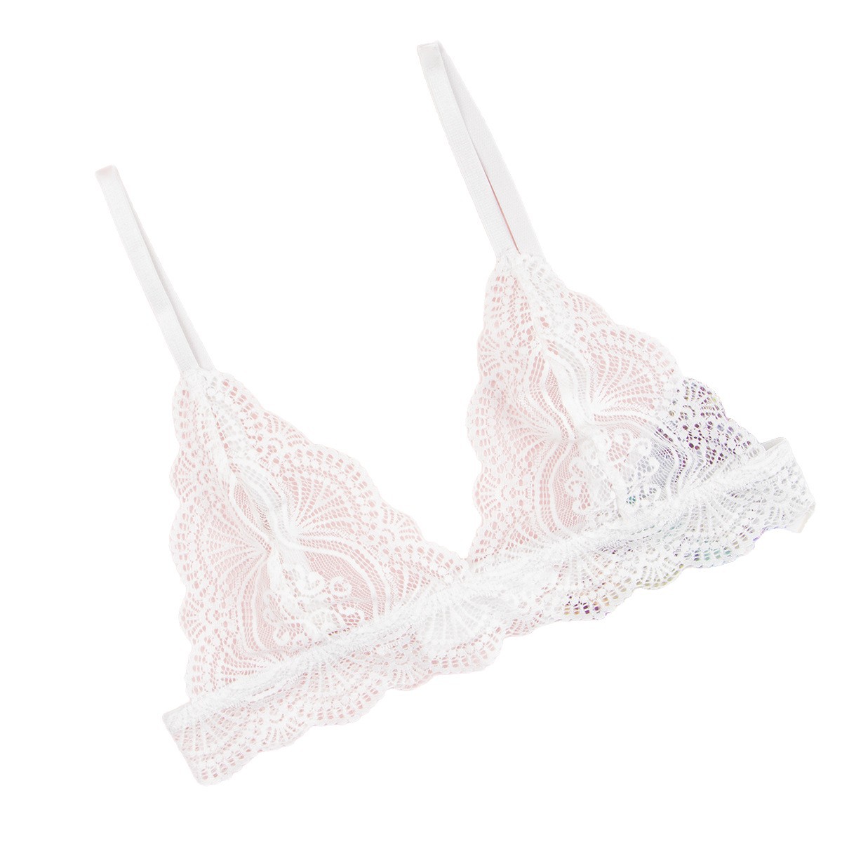 Copa triangular de comercio exterior europeo y americano correa francesa lencería sexy nuevo producto femenino encaje puro encaje transpirable hermoso sujetador trasero