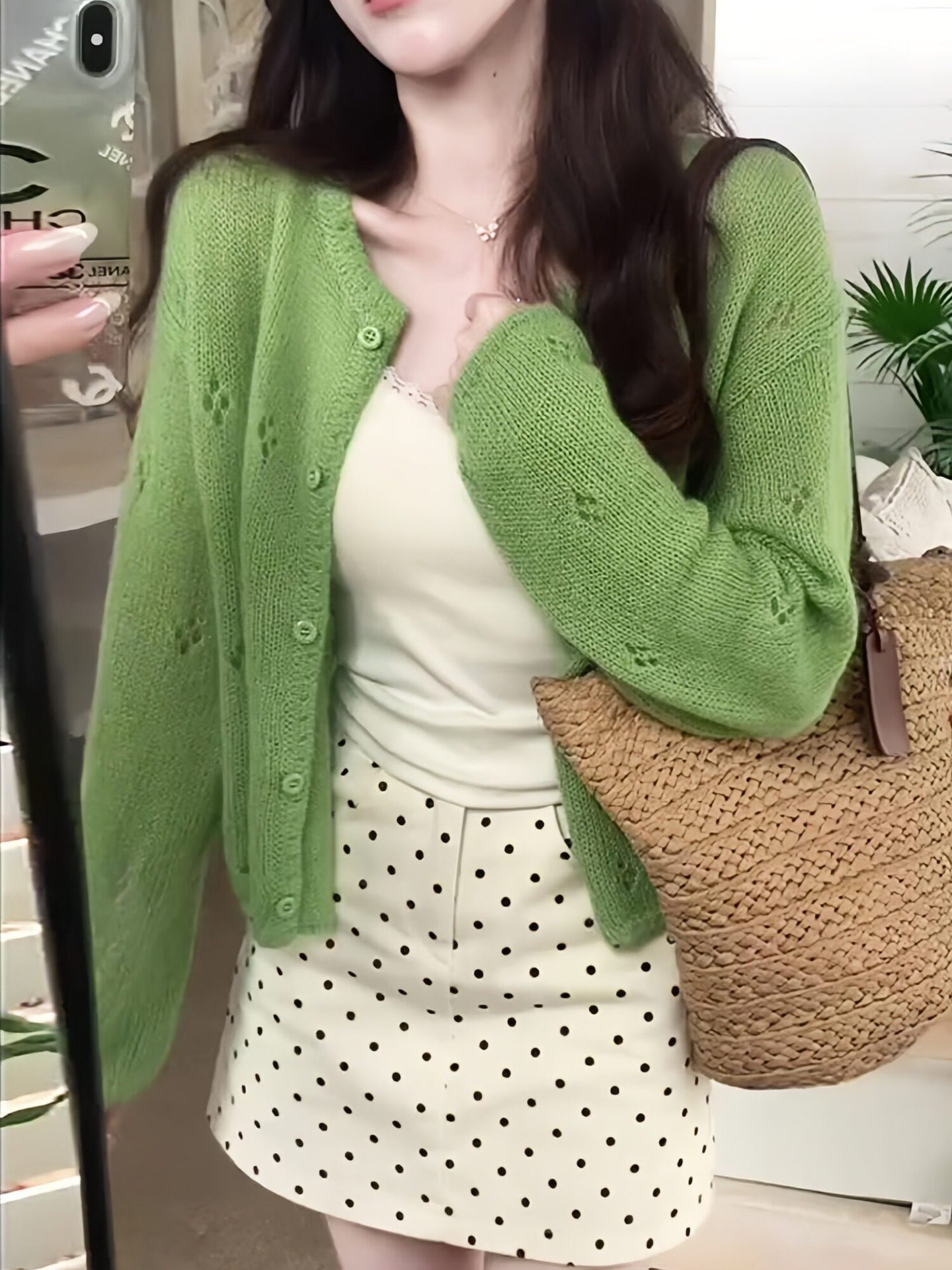 Corea del Sur suave gancho hueco verde cardigán de punto para mujeres 2026 primavera nuevo nicho suave suéter glutinoso abrigo image 7