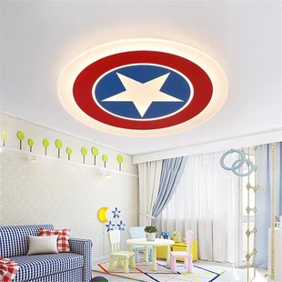 Children's room lamp eye protection creative fashion Nordic LED bedroom lamp Captain America cartoon room ceiling lamp