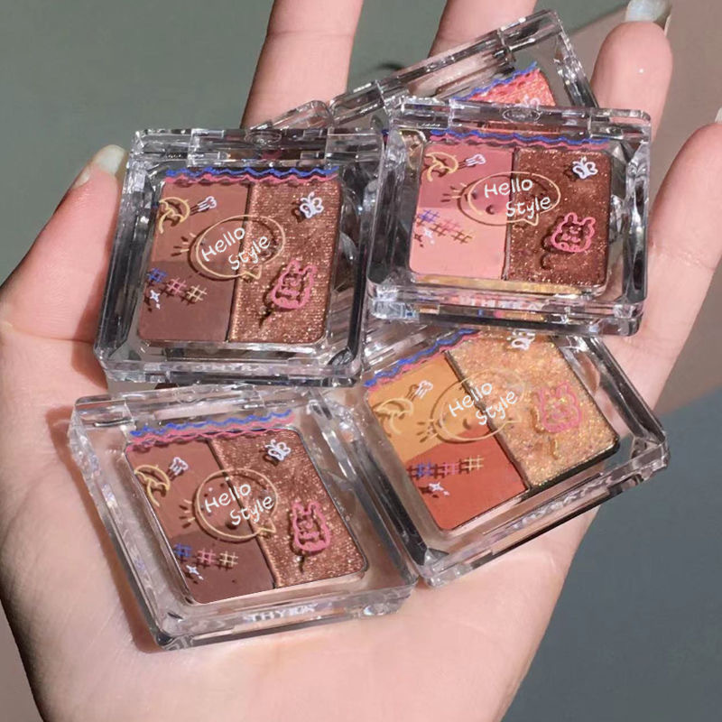 Hola Style paleta de sombras de ojos pequeña y exquisita linda nueva paleta de sombras de ojos de galleta pequeña versión mini pequeña con sombra de ojos extra pequeña