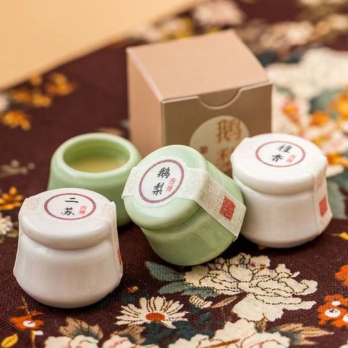 Ancient style balm light fragrance carry-on pocket girl perfume goose pear ambergris ceramic jar solid balm ancient method