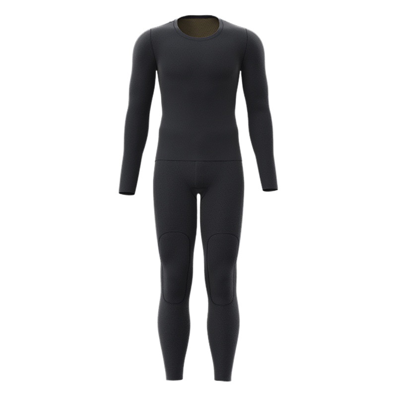 Juyitang Conjunto de Ropa Interior Térmica Negra y Dorada para Otoño e Invierno, Camiseta y Pantalones Térmicos Gruesos para Hombre
